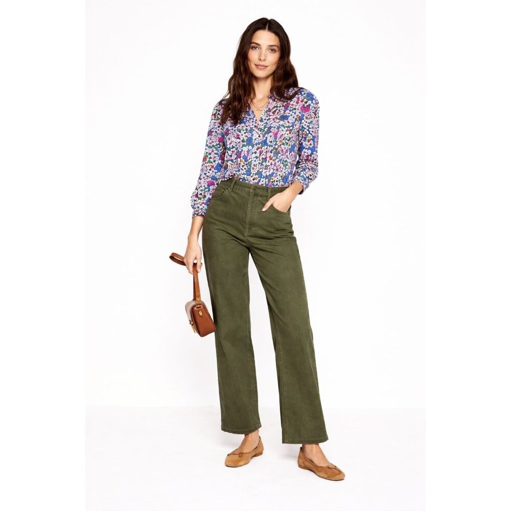 Boden Womens Chino Olive Green Cotton Blend Straight-Leg Pants Size 14R